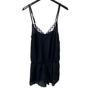 Vintage Satin Lace Trim Teddy Romper